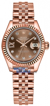 Buy this new Rolex Lady Datejust 28mm Everose Gold 279175 Chocolate 17 Diamond Jubilee ladies watch for the discount price of £29,500.00. UK Retailer.