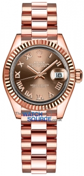 Rolex Lady Datejust 28mm Everose Gold 279175 Chocolate Roman President watch