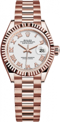 Buy this new Rolex Lady Datejust 28mm Everose Gold 279175 White Roman President ladies watch for the discount price of £28,100.00. UK Retailer.