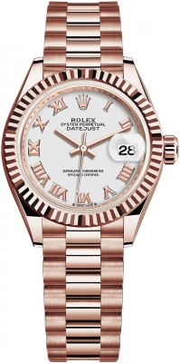 Rolex Lady Datejust 28mm Everose Gold 279175 White Roman President watch