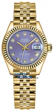 Buy this new Rolex Lady Datejust 28mm Yellow Gold 279178 Lavender Diamond Jubilee ladies watch for the discount price of £27,750.00. UK Retailer.