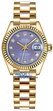 Buy this new Rolex Lady Datejust 28mm Yellow Gold 279178 Lavender Diamond President ladies watch for the discount price of £28,750.00. UK Retailer.