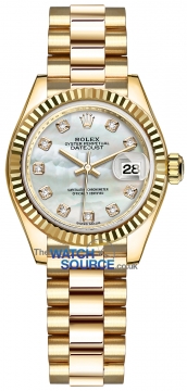 Buy this new Rolex Lady Datejust 28mm Yellow Gold 279178 MOP Diamond President ladies watch for the discount price of £29,700.00. UK Retailer.