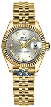 Buy this new Rolex Lady Datejust 28mm Yellow Gold 279178 Silver Roman Jubilee ladies watch for the discount price of £26,300.00. UK Retailer.