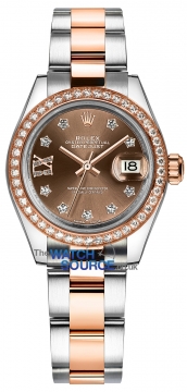 Rolex Lady Datejust 28mm Stainless Steel and Everose Gold 279381RBR Chocolate 17 Diamond Oyster watch