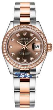 Rolex Lady Datejust 28mm Stainless Steel and Everose Gold 279381RBR Chocolate Diamond Oyster watch