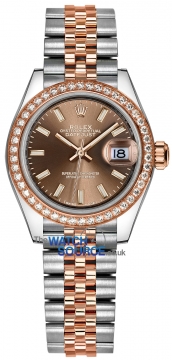 Rolex Lady Datejust 28mm Stainless Steel and Everose Gold 279381RBR Chocolate Index Jubilee watch