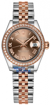 Buy this new Rolex Lady Datejust 28mm Stainless Steel and Everose Gold 279381RBR Chocolate Roman Jubilee ladies watch for the discount price of £15,800.00. UK Retailer.