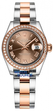 Buy this new Rolex Lady Datejust 28mm Stainless Steel and Everose Gold 279381RBR Chocolate Roman Oyster ladies watch for the discount price of £15,300.00. UK Retailer.