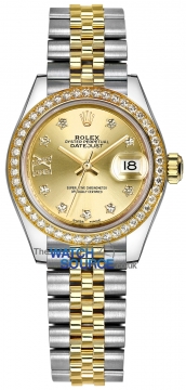 Buy this new Rolex Lady Datejust 28mm Stainless Steel and Yellow Gold 279383RBR Champagne 17 Diamond Jubilee ladies watch for the discount price of £17,900.00. UK Retailer.
