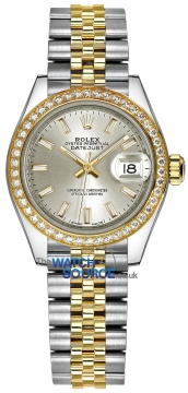 Buy this new Rolex Lady Datejust 28mm Stainless Steel and Yellow Gold 279383RBR Silver Index Jubilee ladies watch for the discount price of £15,600.00. UK Retailer.