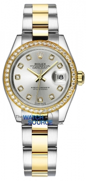 Rolex Lady Datejust 28mm Stainless Steel and Yellow Gold 279383RBR Silver Diamond Oyster watch