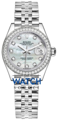 Buy this new Rolex Lady Datejust 28mm Stainless Steel 279384RBR MOP Diamond Jubilee ladies watch for the discount price of £16,950.00. UK Retailer.