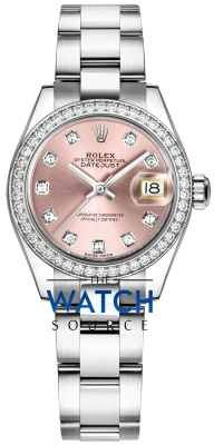 Buy this new Rolex Lady Datejust 28mm Stainless Steel 279384RBR Pink Diamond Oyster ladies watch for the discount price of £15,950.00. UK Retailer.