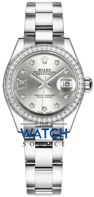 Buy this new Rolex Lady Datejust 28mm Stainless Steel 279384RBR Silver 17 Diamond Oyster ladies watch for the discount price of £16,600.00. UK Retailer.