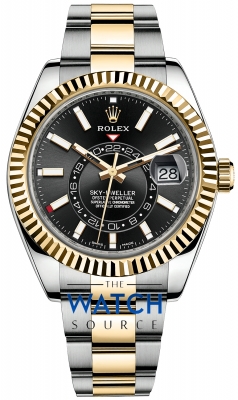 Buy this new Rolex Sky Dweller 42mm 326933 Black Index mens watch for the discount price of £22,000.00. UK Retailer.