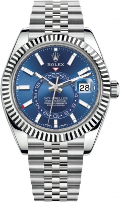 Buy this new Rolex Sky Dweller 42mm 326934 Blue Index Jubilee mens watch for the discount price of £22,000.00. UK Retailer.