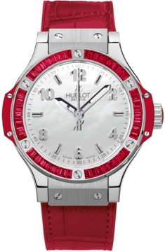 Buy this new Hublot Big Bang Quartz Steel Tutti Frutti 38mm 361.sr.6010.lr.1913 RED ladies watch for the discount price of £13,155.00. UK Retailer.