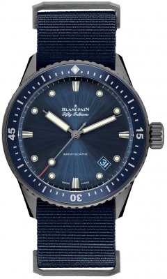 Buy this new Blancpain Fifty Fathoms Bathyscaphe Automatic 43mm 5000-0240-naoa mens watch for the discount price of £10,472.00. UK Retailer.