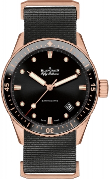Buy this new Blancpain Fifty Fathoms Bathyscaphe Automatic 43mm 5000-36s30-naba mens watch for the discount price of £21,736.00. UK Retailer.