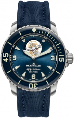 Buy this new Blancpain Fifty Fathoms Tourbillon 8 Days 45mm 5025-12b40-o52b mens watch for the discount price of £103,136.00. UK Retailer.