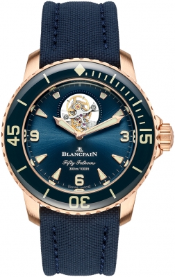 Buy this new Blancpain Fifty Fathoms Tourbillon 8 Days 45mm 5025-36b40-o52b mens watch for the discount price of £107,712.00. UK Retailer.