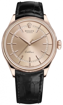 Buy this new Rolex Cellini Time 39mm 50505 Pink Black Strap mens watch for the discount price of &pound;14,050.00. UK Retailer.