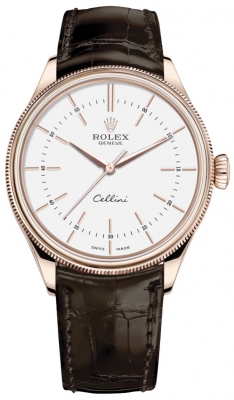 Buy this new Rolex Cellini Time 39mm 50505 White Brown Strap mens watch for the discount price of £14,050.00. UK Retailer.