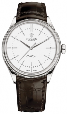 Rolex Cellini Time 39mm 50509 White Brown Strap watch