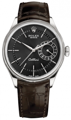 Rolex Cellini Date 39mm 50519 Black Brown Strap watch