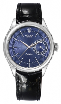 Rolex Cellini Date 39mm 50519 Blue Black Strap watch