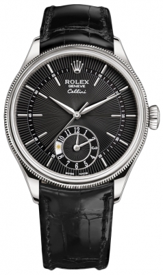 Buy this new Rolex Cellini Dual Time 39mm 50529 Black Black Strap mens watch for the discount price of £17,850.00. UK Retailer.