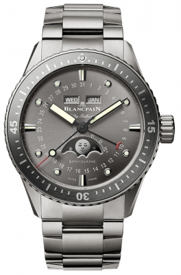 Buy this new Blancpain Fifty Fathoms Bathyscaphe Complete Calendar 43mm 5054-1210-98s mens watch for the discount price of £16,560.00. UK Retailer.