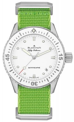 Buy this new Blancpain Fifty Fathoms Bathyscaphe Automatic 38mm 5100-1127-naha ladies watch for the discount price of £8,550.00. UK Retailer.