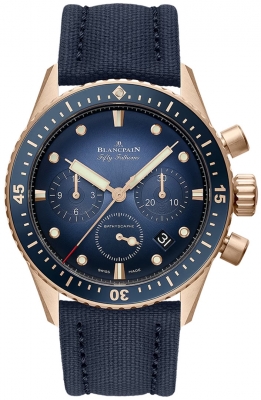 Buy this new Blancpain Fifty Fathoms Bathyscaphe Flyback Chronograph 43mm 5200-3640-o52a mens watch for the discount price of £28,350.00. UK Retailer.