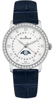 Buy this new Blancpain Villeret Quantieme Phases de Lune 33.2mm 6126-4628-55b ladies watch for the discount price of £14,080.00. UK Retailer.