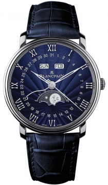 Buy this new Blancpain Villeret Moonphase & Complete Calendar 40mm 6654-1529-55b mens watch for the discount price of £23,672.00. UK Retailer.