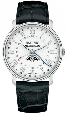 Buy this new Blancpain Villeret Moonphase Complete Calendar GMT 40mm 6676-1127-55b mens watch for the discount price of £14,080.00. UK Retailer.