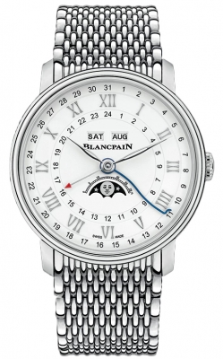 Buy this new Blancpain Villeret Moonphase Complete Calendar GMT 40mm 6676-1127-mmb mens watch for the discount price of £16,104.00. UK Retailer.