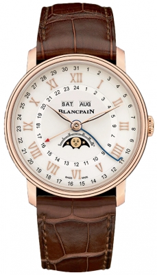 Buy this new Blancpain Villeret Moonphase Complete Calendar GMT 40mm 6676-3642-55b mens watch for the discount price of £24,640.00. UK Retailer.