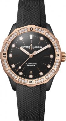 Buy this new Ulysse Nardin Lady Diver 39mm 8165-182B-3/BLACK ladies watch for the discount price of £12,299.50. UK Retailer.