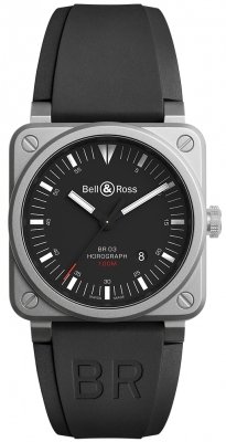 Buy this new Bell & Ross BR03-92 Automatic 42mm BR0392-HOR-BLC/SRB mens watch for the discount price of £2,160.00. UK Retailer.