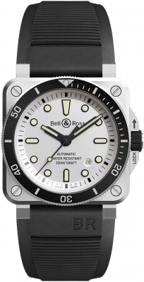 Buy this new Bell & Ross BR03-92 Diver 42mm BR0392-D-WH-ST/SRB mens watch for the discount price of £2,975.00. UK Retailer.