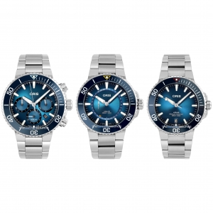 Buy this new Oris Ocean Trilogy Set Aquis Great Barrier Reef III Clean Ocean Blue Whale mens watch for the discount price of £7,785.00. UK Retailer.