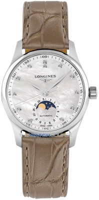 Buy this new Longines Master Automatic Moonphase 34mm L2.409.4.87.4 ladies watch for the discount price of £2,520.00. UK Retailer.