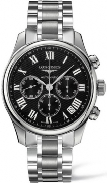 Buy this new Longines Master Automatic Chronograph 44mm L2.693.4.51.6 mens watch for the discount price of £1,674.00. UK Retailer.