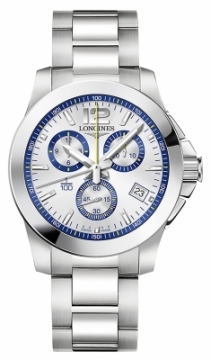 Buy this new Longines Conquest Quartz Chrono 41mm L3.700.4.78.6 mens watch for the discount price of £799.00. UK Retailer.