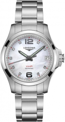 Buy this new Longines Conquest V.H.P. 36mm L3.316.4.87.6 ladies watch for the discount price of £1,011.50. UK Retailer.