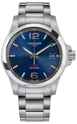 Buy this new Longines Conquest V.H.P. 41mm L3.716.4.96.6 mens watch for the discount price of £846.00. UK Retailer.