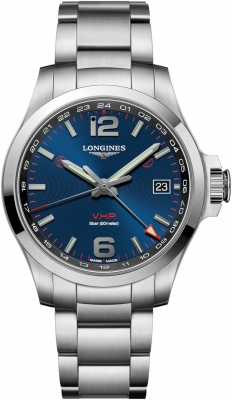 Buy this new Longines Conquest V.H.P. GMT 41mm L3.718.4.96.6 mens watch for the discount price of £1,125.00. UK Retailer.